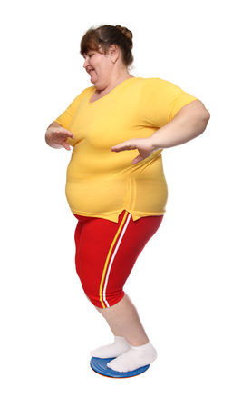overweight-woman-on-gymnastic-disc